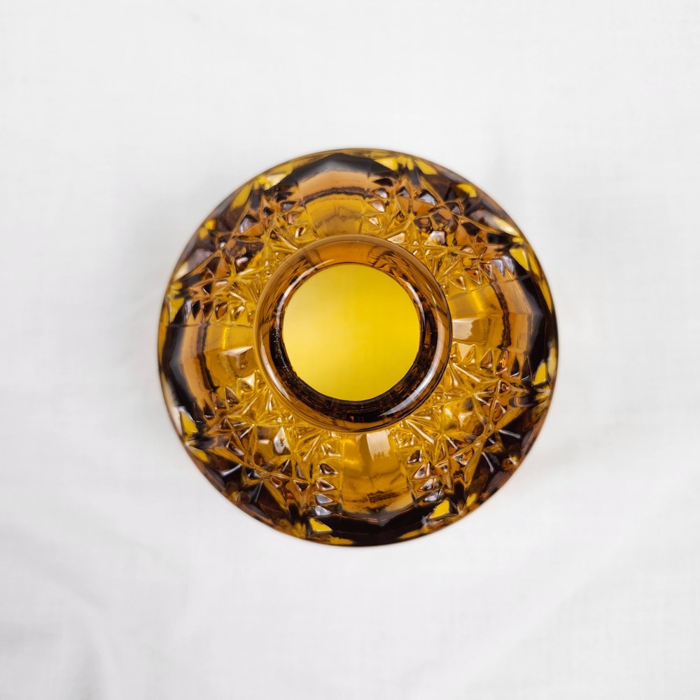 Vtg Indiana Glass Fairy Lamp Stars and Bars Amber TOP ONLY Replacement MCM - Picture 11 of 14